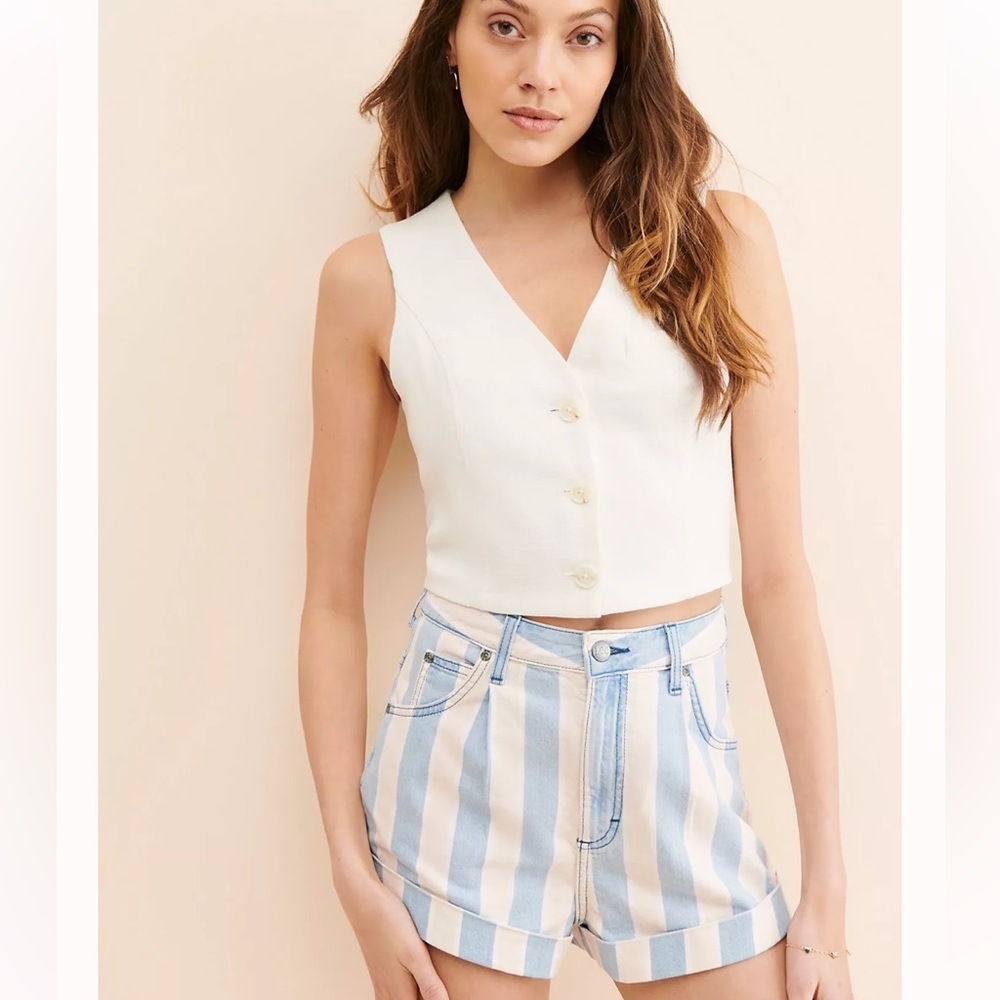 BNWT Lee Vintage High-Rise Stripe Pleated Shorts- Sold on Free People Website